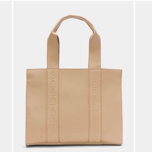 bebe Hana Tan Tote Bag Zipper Gold NWT!